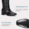 imageVepose Knee High Boots for Women Tall Riding Square Toe 9507 Botas Womens Low Chunky Block Heel Boots with Side ZipperBlack