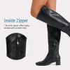 imageVepose Knee High Boots for Women Tall Riding Square Toe 9507 Botas Womens Low Chunky Block Heel Boots with Side ZipperBlack