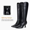 imageVepose Womens Knee High Boots Tall Dress Fashion Pointed Toe Kitten Low Heel Boots with Side ZipperBlack Pu