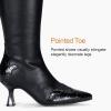 imageVepose Womens Knee High Boots Tall Dress Fashion Pointed Toe Kitten Low Heel Boots with Side ZipperBlack Pu