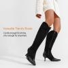 imageVepose Womens Knee High Boots Tall Dress Fashion Pointed Toe Kitten Low Heel Boots with Side ZipperBlack Suede