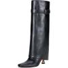 imageVepose Knee High Tall Long Boots for Women Square Toe Fold Over Fashion Cute Kitten Heel Faux Leather 9527 with Buckle Inside ZipperBlack9527