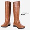 imageVepose Womens 949 Knee High BootsTall Riding Boots Low Heel with Wide Calf and Wide WidthsHigh Knee948brown