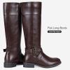 imageVepose Womens 949 Knee High BootsTall Riding Boots Low Heel with Wide Calf and Wide WidthsKnee High948brownDark Brown