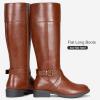 imageVepose Womens 949 Knee High BootsTall Riding Boots Low Heel with Wide Calf and Wide WidthsKnee High948mocha Brown