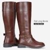 imageVepose Womens 949 Knee High BootsTall Riding Boots Low Heel with Wide Calf and Wide WidthsKnee High948whisky