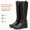 imageVepose Womens 949 Knee High BootsTall Riding Boots Low Heel with Wide Calf and Wide WidthsRiding Boots949brownDark Brown