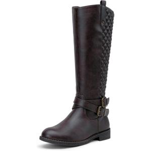 imageVepose Womens 949 Knee High BootsTall Riding Boots Low Heel with Wide Calf and Wide WidthsRiding Boots949brownDark Brown