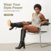 imageVepose Knee High Boots Women Chunky Square Toe Tall Fashion Stacked Low Heel Boots with Inside ZipperBlackfashion9572