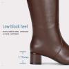 imageVepose Knee High Boots for Women Tall Riding Square Toe 9507 Botas Womens Low Chunky Block Heel Boots with Side ZipperBrown