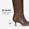 imageVepose Knee High Boots for Women with Kitten Low Heel Tall Fashion Square Toe Long Dressy Boots Casual Comfort Botas Trendy para MujerBrown9528kitten