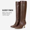 imageVepose Knee High Boots for Women with Kitten Low Heel Tall Fashion Square Toe Long Dressy Boots Casual Comfort Botas Trendy para MujerBrown9528kitten