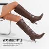 imageVepose Knee High Boots for Women with Kitten Low Heel Tall Fashion Square Toe Long Dressy Boots Casual Comfort Botas Trendy para MujerBrown9528kitten