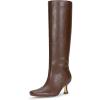 imageVepose Knee High Boots for Women with Kitten Low Heel Tall Fashion Square Toe Long Dressy Boots Casual Comfort Botas Trendy para MujerBrown9528kitten