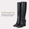 imageVepose Knee High Boots for Women Block Chuncky Heel Squared Toe Long Boot Inside Zipper Tall BootsBlack9577
