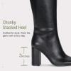 imageVepose Knee High Boots for Women Block Chuncky Heel Squared Toe Long Boot Inside Zipper Tall BootsBlack9577