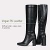 imageVepose Knee High Boots for Women Block Chuncky Heel Squared Toe Long Boot Inside Zipper Tall BootsBlack9577