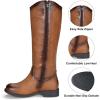 imageVepose Womens Knee High Boots 956 Wide Calf Zipper Tall Fashion BootsBrown Pu