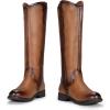 imageVepose Womens Knee High Boots 956 Wide Calf Zipper Tall Fashion BootsBrown Pu