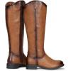 imageVepose Womens Knee High Boots 956 Wide Calf Zipper Tall Fashion BootsBrown Pu