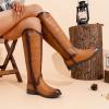 imageVepose Womens Knee High Boots 956 Wide Calf Zipper Tall Fashion BootsCamel