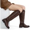 imageVepose Womens Knee High Boots 956 Wide Calf Zipper Tall Fashion BootsCoffee Pu