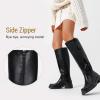 imageVepose Womens Knee High Boots for Women Black Square Toe Tall Riding Chunky Low Heel Elegant Boots with Side ZipperBlack9522tall