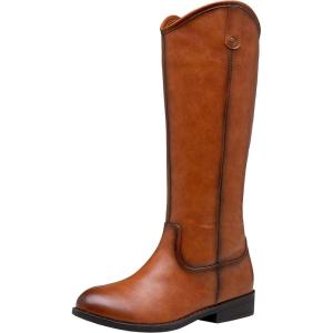 imageVepose Womens Knee High Boots 956 Wide Calf Zipper Tall Fashion BootsBrown