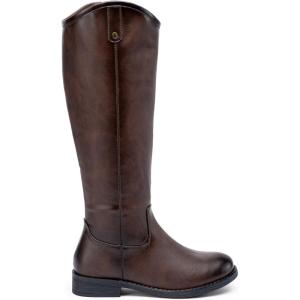 imageVepose Womens Knee High Boots 956 Wide Calf Zipper Tall Fashion BootsCoffee