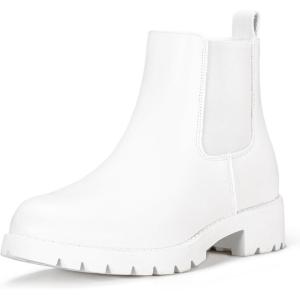 imageVepose Womens 9607 Chelsea Ankle Boots PullOn Booties for WomenAllwhite