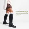 imageVepose Womens 9509 Knee High Boots Low Heel Square Toe Riding Boots Tall Boots with Side ZipperBlack9509