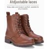 imageVepose Womens Combat Ankle Boots Lace up Classic Short Low Heel Zipper 9623 BootiesMocha Brownclassic Boots9623
