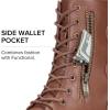 imageVepose Womens Combat Boots Low Heel Mid Calf Military Boots with Card Knife Wallet PocketAhigh Combatmocha Brown