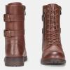 imageVepose Womens Combat Boots Low Heel Mid Calf Military Boots with Card Knife Wallet PocketAhigh Combatmocha Brown
