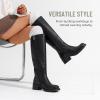 imageVepose Womens Tall Knee High Boots 9565 Dress Chunky Low Heel Fashion Square Toe with Side Zipper Fall Leather Long BootBlackknee High Boots9565