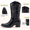 imageVepose 9803 Cowboy Boots Women Cowgirl Embroided Western Pull on Pointed Toe MidCalf Chunky Heel Boots with Inside ZipperBlackwestern9803