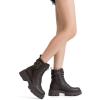 imageVepose Womens Combat Boots Platform Ankle Booties Lace up Chunky Heel with Inner ZipperBuckle9612brown