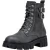 imageVepose Womens Combat Boots Platform Ankle Booties Lace up Chunky Heel with Inner ZipperBuckle9612grey