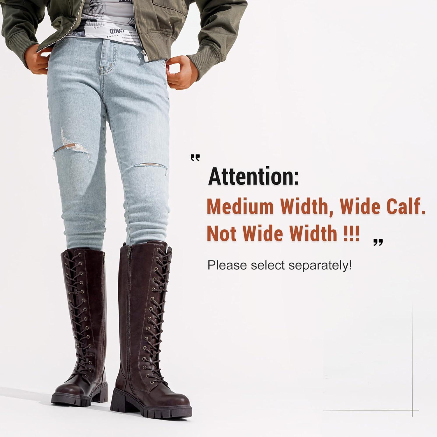 imageVepose Womens 953 Knee High Combat Boots Chunky Platform Heel Lace Up Gothic Punk Work Boots for Dresses and JeansWhisky