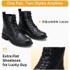 imageVepose Womens 910 Ankle Boots Lace up Flat Fashion Combat Booties Low HeelAnkle Booties910black