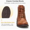 imageVepose Womens 910 Ankle Boots Lace up Flat Fashion Combat Booties Low HeelAnkle Booties910brown