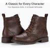 imageVepose Womens 910 Ankle Boots Lace up Flat Fashion Combat Booties Low HeelAnkle Booties910coffee