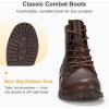 imageVepose Womens 910 Ankle Boots Lace up Flat Fashion Combat Booties Low HeelAnkle Booties910coffee