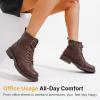 imageVepose Womens 910 Ankle Boots Lace up Flat Fashion Combat Booties Low HeelAnkle Booties910coffee