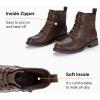 imageVepose Womens 910 Ankle Boots Lace up Flat Fashion Combat Booties Low HeelAnkle Booties910coffee