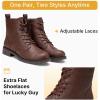 imageVepose Womens 910 Ankle Boots Lace up Flat Fashion Combat Booties Low HeelAnkle Booties910cognac