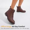 imageVepose Womens 910 Ankle Boots Lace up Flat Fashion Combat Booties Low HeelAnkle Booties910cognac