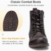 imageVepose Womens 910 Ankle Boots Lace up Flat Fashion Combat Booties Low HeelAnkle Booties910dark Brown