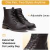 imageVepose Womens 910 Ankle Boots Lace up Flat Fashion Combat Booties Low HeelAnkle Booties910dark Brown