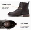 imageVepose Womens 910 Ankle Boots Lace up Flat Fashion Combat Booties Low HeelAnkle Booties910dark Brown